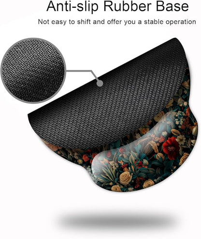 Ergonomic Mouse Pad with Wrist Support,Mouse Pad with Wrist Rest,Relieve Wrist Pain Mousepad Non-Slip Rubber Base,Mouse Pads for Desk,Computers,Laptop,Office,Home,Accessories Retro Flowers