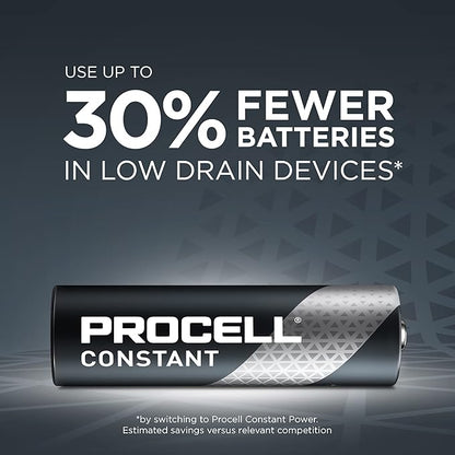 PROCELL Constant AA Long-Lasting Alkaline Batteries (144 Pack) 10-Year Shelf Life, Bulk Value Pack for Consistent Moderate Drain Professional Devices