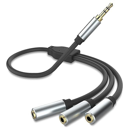 sovunis 3.5mm Stereo Audio Splitter Cable, Gold Plated 3.5mm (1/8") TRS 1 Male to 3 Female 3-Way Stereo Aux Splitter 1 Input 3 Output Stereo Audio Distributor Cable (3-Pole)