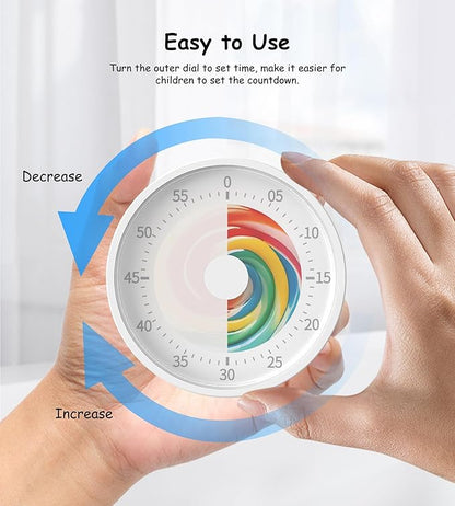 Rosenpatio Visual Classroom Timer for Kids - Desk 60 Minutes Countdown Timers for Teachers and Students, Non-Ticking Homeschool Study Supply Time Cognition Tool for Toddler, Easy Rotating and Reading