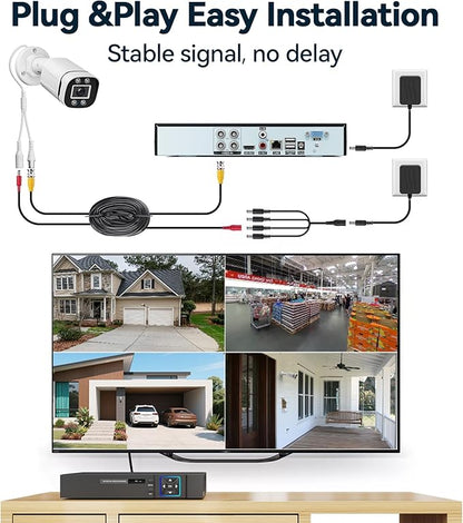 VORGUT Wired Security Camera System Outdoor, 4 Channel 5MP Lite AHD TVI DVR Recorder with 500G HDD, 4pcs Wired Surveillance CCTV Bullet Camera Indoor Outdoor, Smart Motion Detection, Night Vision