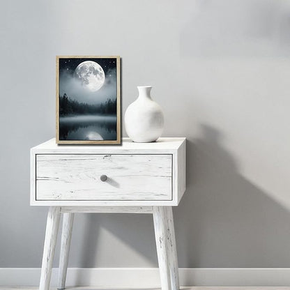URVIP LED Glowing Photo Frame, 3D Starry-Sky Moon Lake Misty Forest Wall Art, 9x12 Inches Dimmable Light Up Light Painting for Bedroom, Unique Aesthetic Decor, Great Birthday Gift for Women Men