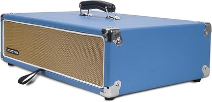 Sound Town Vintage 2U Amp Rack Case, 12.5" Depth with Rubber Feet, Dust Cover, Kickstand, Beau Blue (STVRC-2BL)