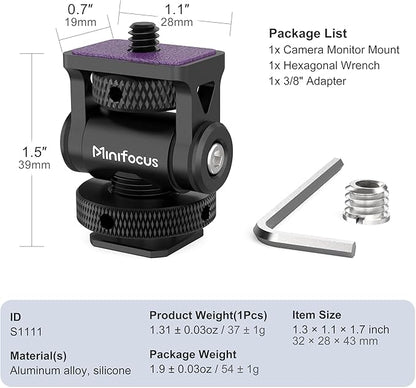 MINIFOCUS Camera Monitor Mount with Cold Shoe, 1/4" Screw for 5" & 7" Field Monitor, Swivel 360° and Tilt 160° Holder for Camera Phone Cage LED Video Light
