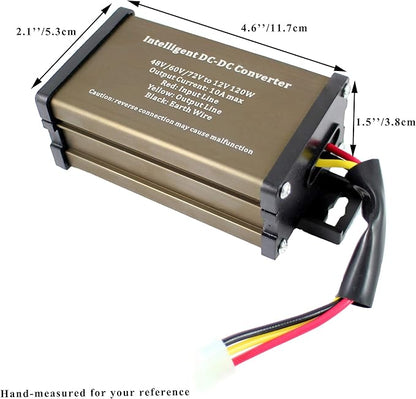 Pro Chaser DC-DC 72V 60V 48V Volt Voltage to 12V Step Down Voltage Reducer Regulator 180W 15A for Scooters & Bicycles Golf cart (10A 72v-12v)