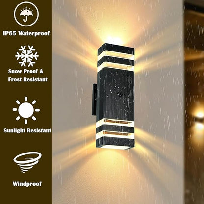 iYogaled Dusk to Dawn Motion Sensor Porch Light with 3 Lighting Modes, Waterproof Up Down Wall Sconce with Adjustable Bulbs, Aluminum Exterior Light Fixtures for Entryway, Patio, Garage,ETL Listed