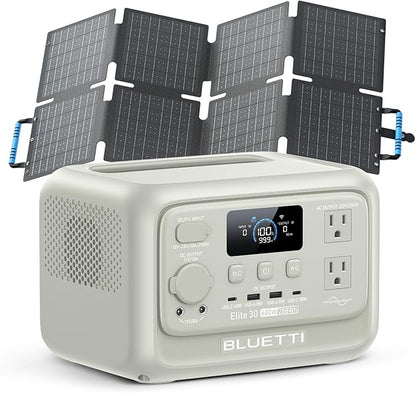 BLUETTI Elite 30 V2 Solar Generator with 60W Solar Panel (Ships Separately), 288Wh LiFePO4 Portable Power Station, 600W AC Ports (1500W Power Lifting), UPS, Fast Charge for Camping, Road Trip, Travel