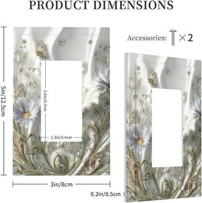 Bvtewkhz Boho Floral Wild Flower 1 Gang Single Rocker Decorative Light Switch Covers Electrical Faceplate Switch Plates for Bathroom Kitchen Home