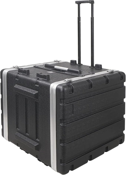 Sound Town Lightweight 12U PA DJ Rack/Road Case with 11U Rack Space, ABS Construction, 19" Depth, Retractable Handle, Wheels and Heavy-Duty Latches (STRC-A12UT)