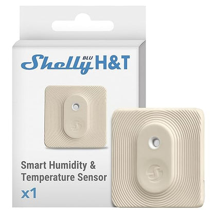 Shelly Bluetooth Smart Temperature & Humidity Sensor with Remote App Control & Monitoring, Home Assistant, Alexa, Google Home, Smart Scenes, IP54, Notification Alerts, Blu H&T Ivory