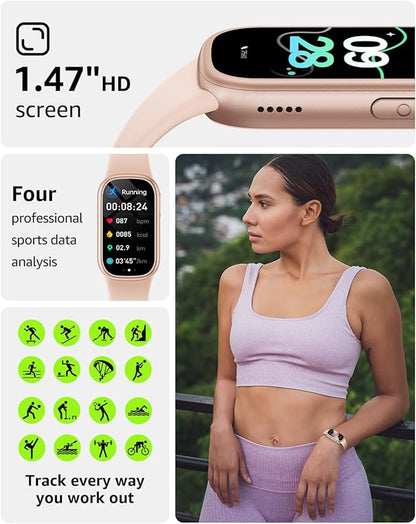 BUTFORFIT Fitness Tracker (Answer/Make Call), Smart Watch with 1.47" HD Touch Display, 130+ Sport Modes Activity Tracker with Sleep Monitor, IP68 Waterproof Tracker for Android&iPhone Women Men