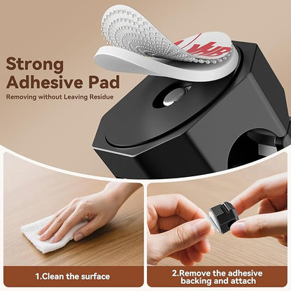 12 Pack Rotatable Cable Clips,Spring Cord Organizer Desk Cable Management Cord Holder Adhesive Phone Charger Cord Clips for Home Office Car Wall Nightstand Accessories Black