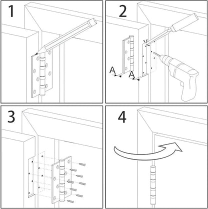 Rounded Door Hinges 3-1/2" x 3.5 inch, 5/8 Radius, Matte Black 3 ½ Inch 12 Pack