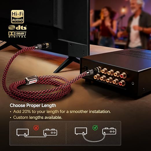 TODN HiFi Digital Coaxial Audio Cable for Audiophile 75-Ohm SPDIF Coax Subwoofer Cable RCA to RCA with OFC Core and Shielded (3ft /1m)