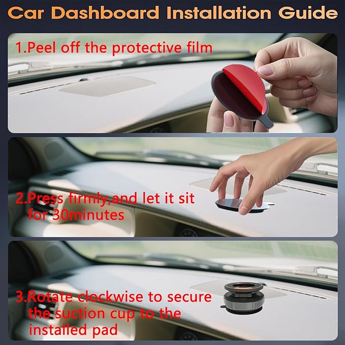 Phone Holders for Your Car Phone Holder Mount for MagSafe 360° Adjustable Vacuum Suction Magnetic Car Phones Mount Cellphone Holder for iPhone 16 15 14 13 12 Series and Android (Zinc Alloy)