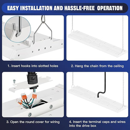 JTT 300/240/200W LED Linear High Bay Light, 45000LM Linear High Bay Shop Light Commercial 120-277V, 4/5000K Lights Shop Workshop Store Commercial Supermarket Warehouse Basement, 1-Pack ETL
