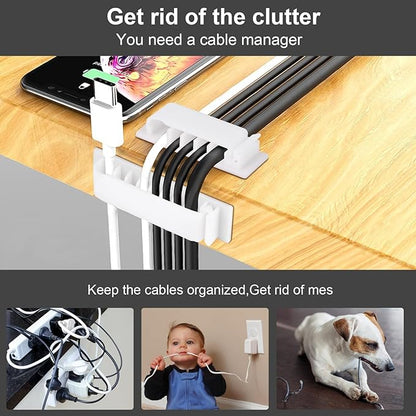 Cable Management Clips, 20Pcs Cable Organizers Wire Clips Cord Holder for TV PC Ethernet Cable Desk Home Office (White)