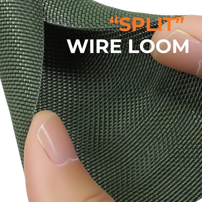 HOLED 1 inch Split Braided Cable Management Sleeve for USB Cable Power Cord Audio Video Cable, Wire Loom Cord Protector from Cat Dog Chewing (Dark Green, 25FT)