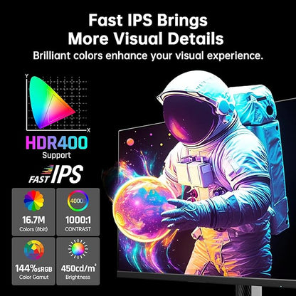 KTC 27 Inch White Gaming Monitor 300Hz/320Hz, QHD 1440P Fast IPS Computer Monitor with Adaptive FreeSync, HDR400, Height/Pivot/Swivel/Tilt Adjustable, DP&HDMI, H27E6