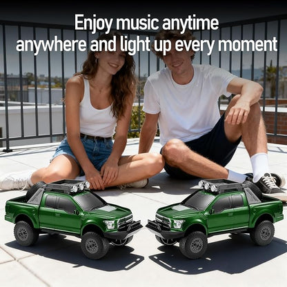 WS-589 Rugged Pickup Truck Bluetooth Replica Speaker – Portable Audio with TWS, LED Party Lights & HD Stereo | Unique Surprise Gift for Music & Truck Lovers (Green)