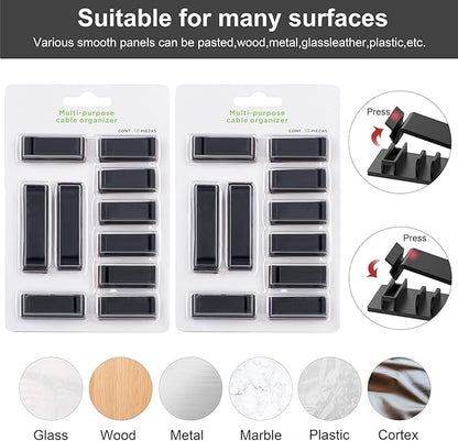 Halsouy Cable Management Clips, 20Pcs Cord Organizers Wire Clips Cord Holder for TV PC Ethernet Cable Desk Home Office (Black)