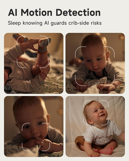 MAMAPRO Baby Monitor with Camera and Audio - 2K Color Night Vision, WiFi Video Baby Monitor - 355° Pan/70°Tilt, AI Motion/Cry/Temp/Humidity Alerts, 2-Way Audio, App for 20 Users, 8 Lullabies