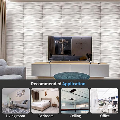 Art3d Decorative 3D Wall Panel, 32 Sq.FT PVC Interior Wall Decor for Living Room, Bedroom, Lobby, Office, Shopping Mall, White
