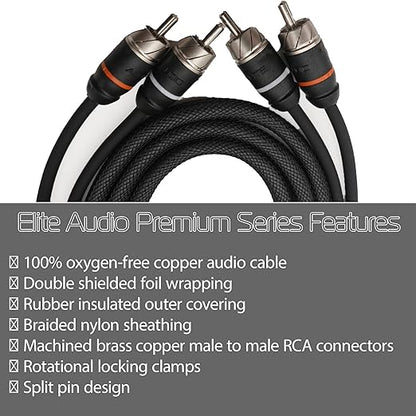 Elite Audio EA-PRMY2F Premium 2-Ch Oxygen Free Copper RCA Y-Adapter - 1.5ft. Dual Female to Male Twisted Pair with Noise Reduction