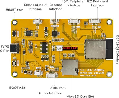 Hosyond 3.2'' ESP32 LCD Display Resistive Touchscreen with WiFi+BT, ST7789P3 Driver 240x320 TFT SPI Screen Module for Arduino