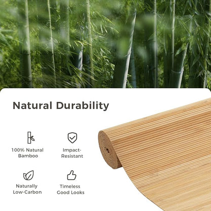 OUZUGIE 1 Pack 96x24 Inch Natural Bamboo Wall Panel – Twinned Carbides Pole Wrap Paneling for Walls, Ceilings, Cabinets, Furniture – Ideal for Bedroom, Living Room & Office DIY Decor