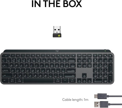 Logitech MX Keys S Wireless Keyboard, Low Profile, Fluid Precise Quiet Typing, Programmable Keys, Backlighting, Bluetooth, USB C Rechargeable, for Windows PC, Linux, Chrome, Mac - Graphite