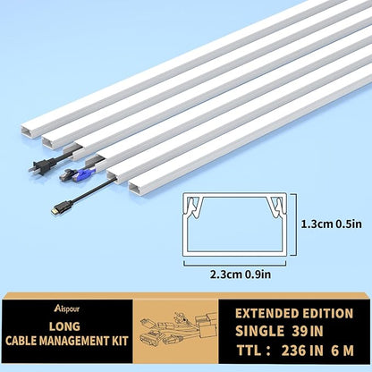 Extra-Long Paintable Cord Cover Hider for Wall Mounted TV - 6x 39.4in TTL 236in