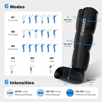 KNQZE Air Compression Recovery System, Foot and Full Leg Recovery Boots with Dynamic Pressure for Fast Therapy, Professional Device for Circulation and Pain Relief
