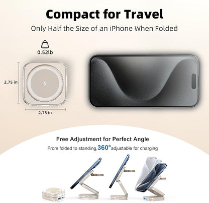 5-in-1 Wireless Charger for MagSafe, AC ISLAND Portable Travel Charging Station, 35W Max Fast Foldable Magnetic Stand, Evolved for iPhone 17-12 & Air Series, Apple Watch, AirPods (with 35W Adapter)