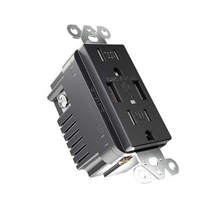 EverElectrix 2-Pack 4.8A Black Wall Outlet With USB Ports - 15Amp Duplex Tamper Resistant Charger, UL Listed, Electrical Receptacle With Dual USB
