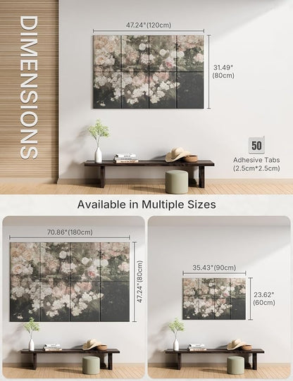 Wall Art Acoustic Panels,47''X31''Sound Absorbing Panels-8-Pack with 50 Adhesive Tabs, Decorative Sound Absorbing Panels for Living Room and Recording Studio, Offices-Garden in May