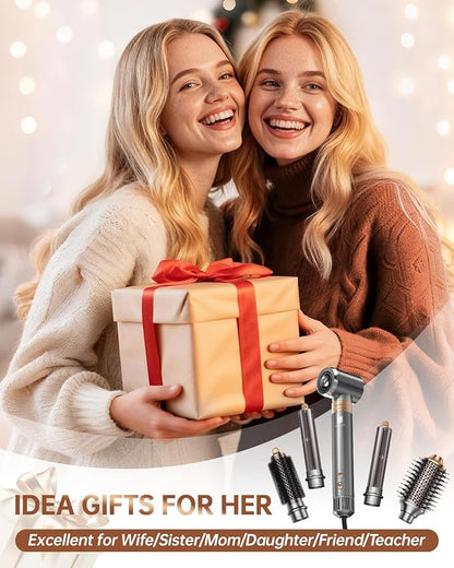 Hair Dryer Brush, webeauty 5 in 1 Professional Hot Air Styling, High-Speed Negative Ionic Hair Dryer Fast Drying, Multi Hair Styler with Air Curling Iron, Volumizing, Straightening (Grey Gold)