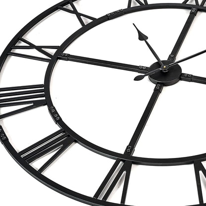Ohweog Extra Large 40 Inch Wall Clock for Living Room Decor – Silent Non-Ticking Modern Farmhouse Wall Clock, Oversized Decorative Metal Roman Numeral Clock, Black