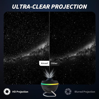 Ainael Galaxy Projector, Star Projectors Home Planetarium Space Ceiling Starry Sky Night Light with Light Strip, Meteor and Galaxy Projector & 2 Films Set for Kid Adult