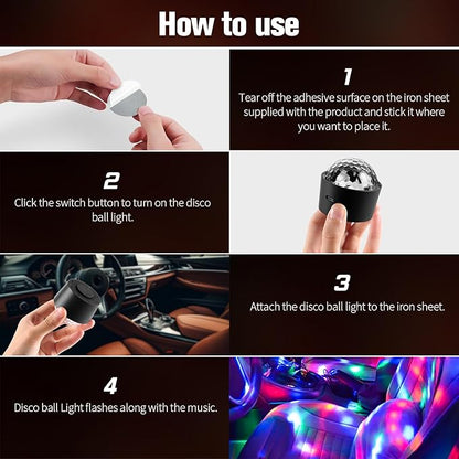 Wiwreenm Mini Disco Ball Light,Rechargeable Party Lights,Sound Activated Strobe DJ Light,Portable Battery Operated,Night Lights Projector for Kids,Halloween,Disco Decoration for Car/Parties