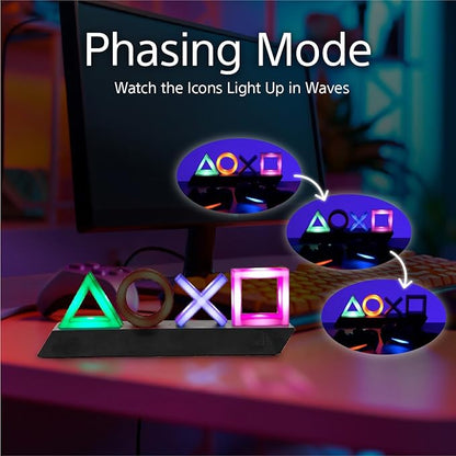 Paladone Playstation Controller Icons Light with 3 Light Modes - Sound Reactive, Dynamic Phasing, and Standard Mode - Gaming Desk Accessories and Game Room Decor