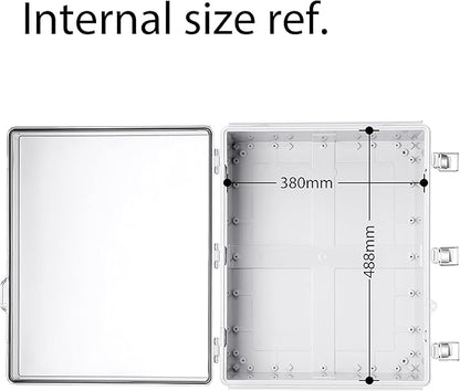 Gratury Junction Box, IP67 Waterproof Plastic Enclosure for Electrical Project, Hinged Grey Cover, Includes Mounting Plate and Wall Bracket (Transparent Cover, 20"×16.1"×7.9")