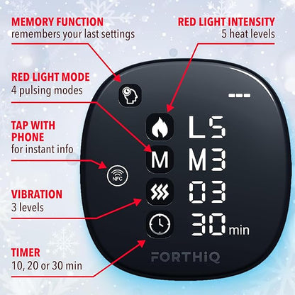 FORTHiQ RED+ Knee Massager with Heat and Red Light Therapy, Knee Brace with 5 Intensity Levels, 52 Red & Infrared Lights, Cordless, Adjustable for Knees, Elbows & Shoulders, FSA-HSA Eligible