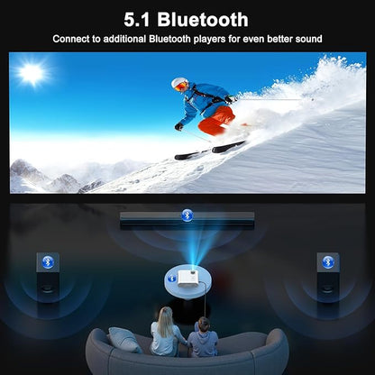 1500 ANSI Smart Projector, HOMPOW 4K Projector with WiFi and Bluetooth, Mini Projector, Built-in Streaming System, Projector with Apps, Outdoor Projector, Home Projector for iOS/Android