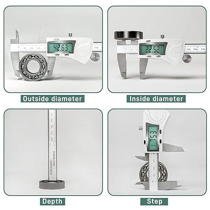 Electronic Digital Vernier Caliper Measuring Tool, IP54 Waterproof Electronic Micrometer Caliper, 150mm/0-6 inch Stainless Steel Vernier Caliper with Large LCD Screen, Inch Metric Conversion