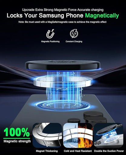 Wireless Charger 2Pack 6FT 15W Samsung Magnetic Wireless Charger Fast Charging Pad for Samsung Galaxy S25 Ultra/S24 FE/S23 Ultra/S22/S21/Z Google Pixel 9 8a 7a 8 7 Pro | Strong Magnet Technology