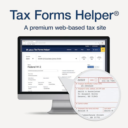 Adams W-2 Forms 2025, 6-Part Kit for 26 Recipients, Includes 26 Envelopes, 3 W-3 Forms, QuickBooks Compatible, eFile Access and Printing Through Adams Tax Forms Helper Software (1017238)