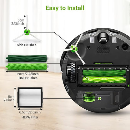 Bluevisk 22 Replacement Parts for iRobot Roomba i7 i7+ i2 i3 i3+ i4 i4+ i6 i6+ i8 i8+ J7 J7+ J9 E5 E6 E7 I,E & J Series Vacuum Cleaner,8 HEPA 8 Side Brushes 4 Rubber Roller Brush,1 Clean Brush