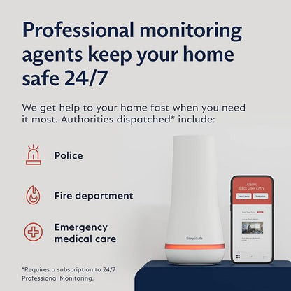 SimpliSafe 5 Piece Wireless Home Security System - Optional 24/7 Professional Monitoring - No Contract - Compatible with Alexa and Google Assistant,White