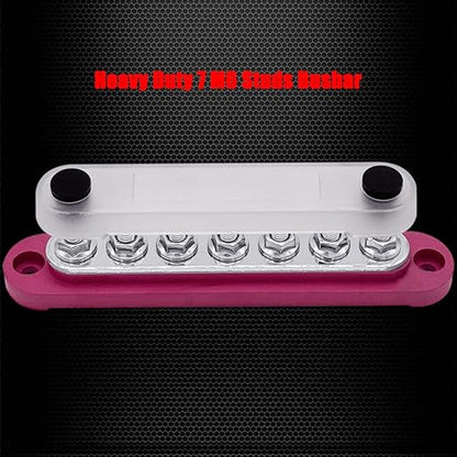 7 x M6 (1/4") Studs Power Distribution Block Bus Bar 12V, Ampper 5.9" HD 150A Marine BusBar Battery Distribution Block W/Cover for Car Boat Solar (Red)